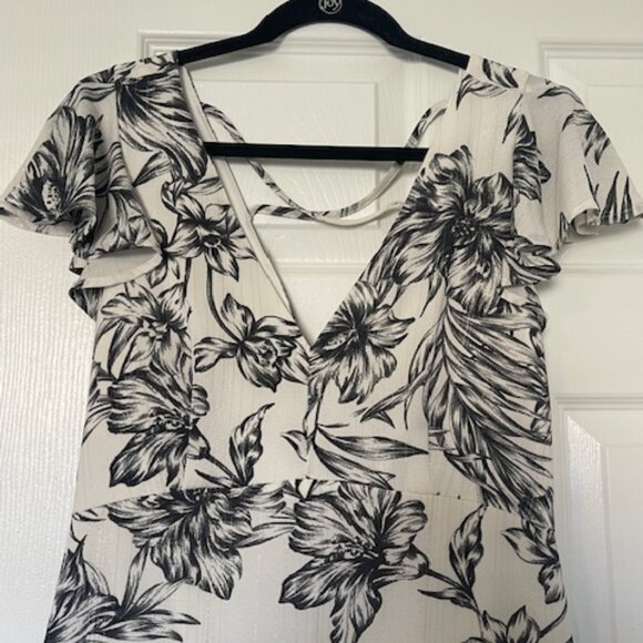 Christian Siriano Dress – Hawaiian Print Cream/Black – Size 10 - Picture 3 of 9